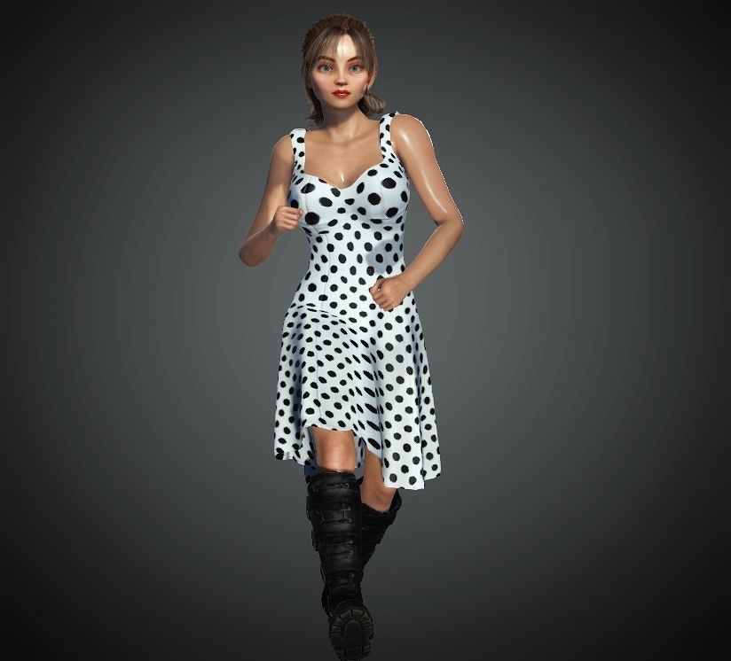 Cartoon Woman 3D model  Low-poly 3D model_5