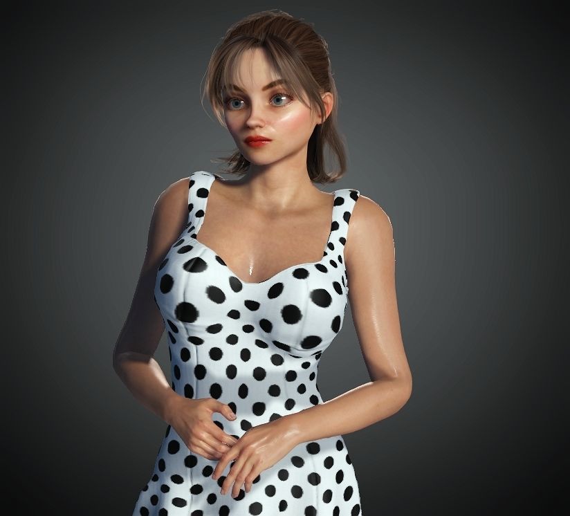 Cartoon Woman 3D model  Low-poly 3D model_15