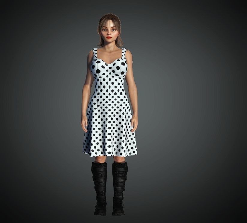 Cartoon Woman 3D model  Low-poly 3D model_9