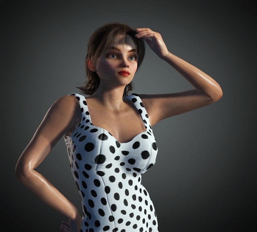 Cartoon Woman 3D model  Low-poly 3D model_17