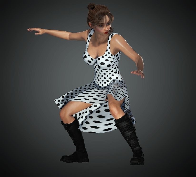 Cartoon Woman 3D model  Low-poly 3D model_8