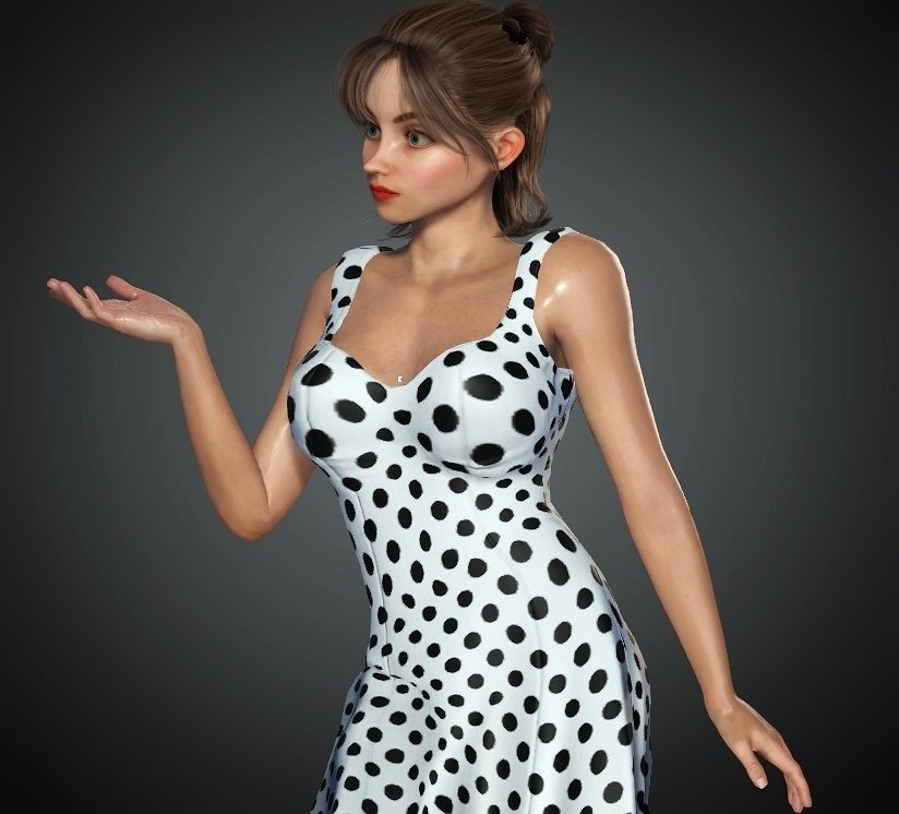 Cartoon Woman 3D model  Low-poly 3D model_13