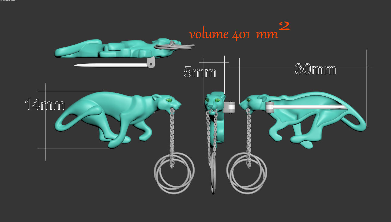 BROOCH PANTHER 3D print model_4