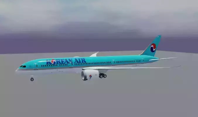 Korean Airlines Boeing 787-9 dreamliner  Low-poly 3D model