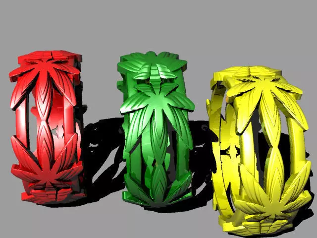 cannabis themed jewelry ring 3D print model