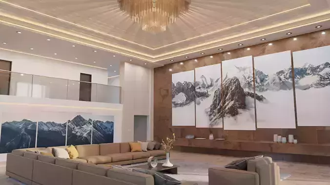 Modern Living Room - Hall 3D model