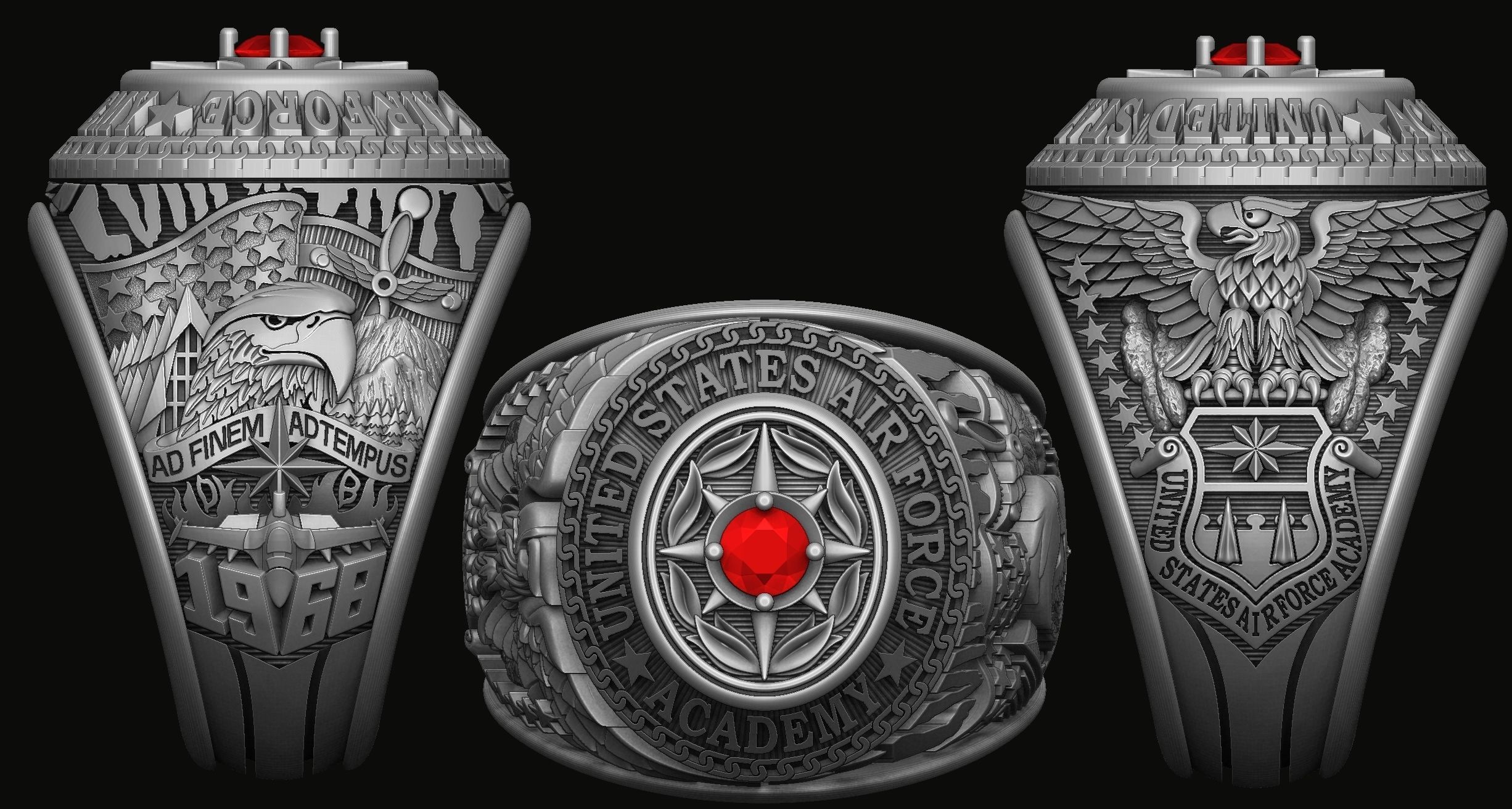 US army ring 1968 3D print model_3