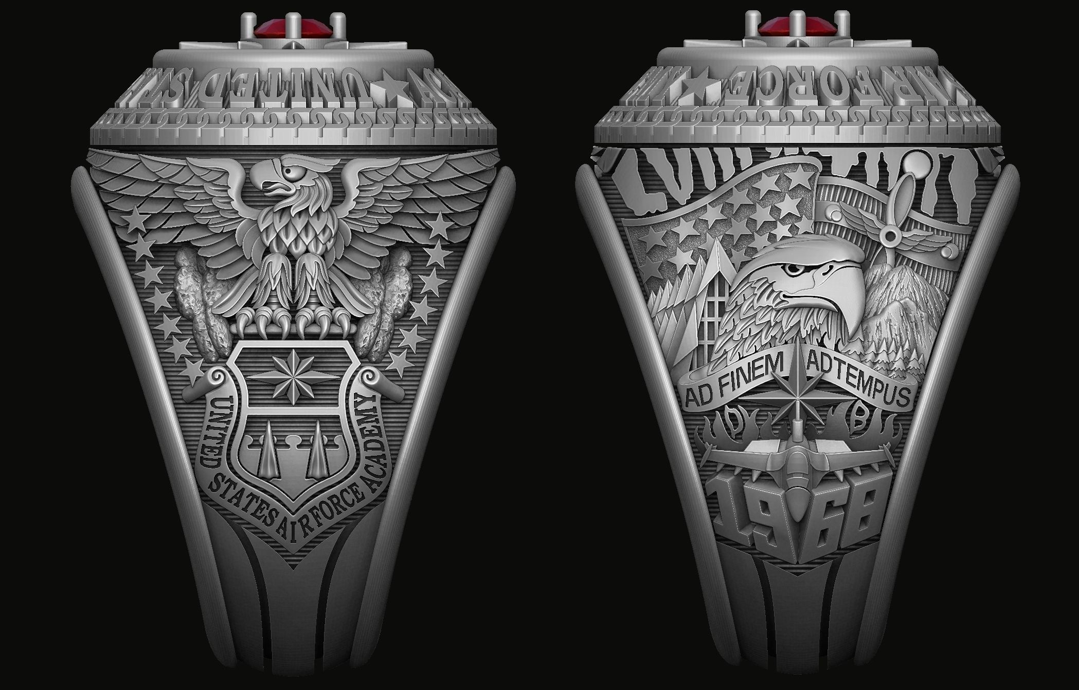 US army ring 1968 3D print model_4