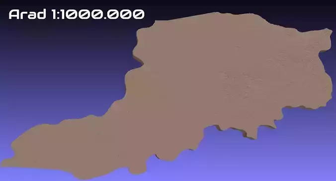 Romania 3D Map of Arad County 1 to 1000000