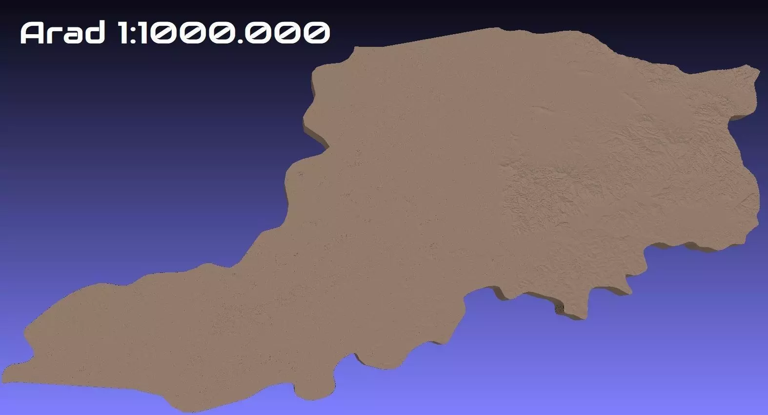 Romania 3D Map of Arad County 1 to 1000000 3D print model_0