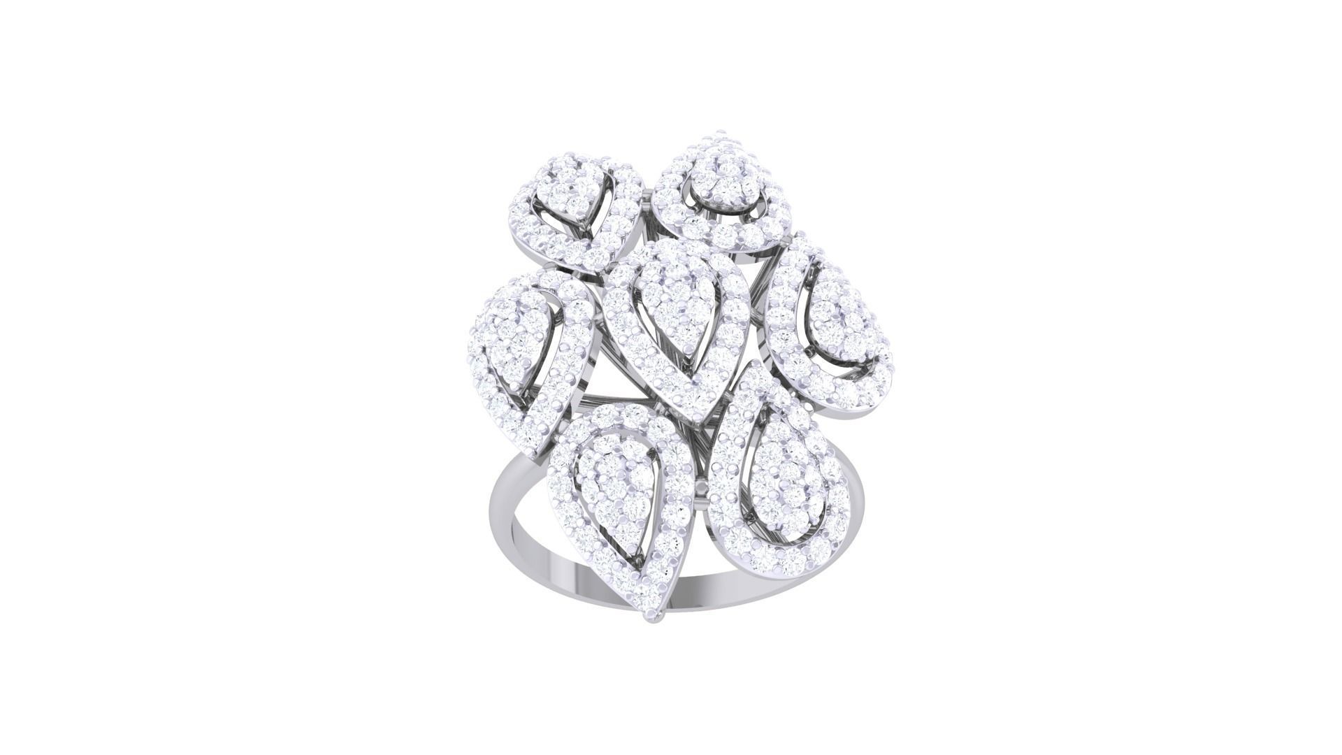 High Jewelry Diamond Cocktail Ring 3dm stl obj renders 3D print model_6