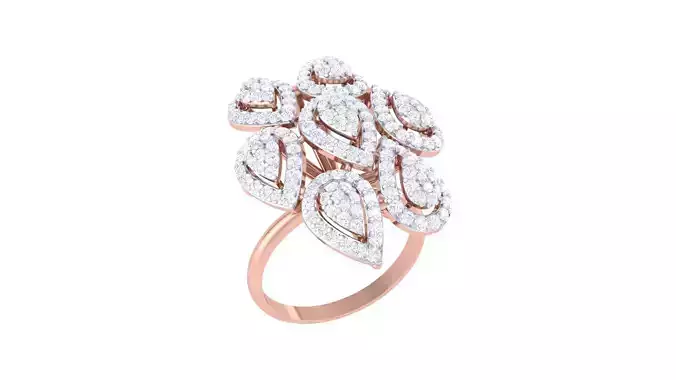 High Jewelry Diamond Cocktail Ring 3dm stl obj renders