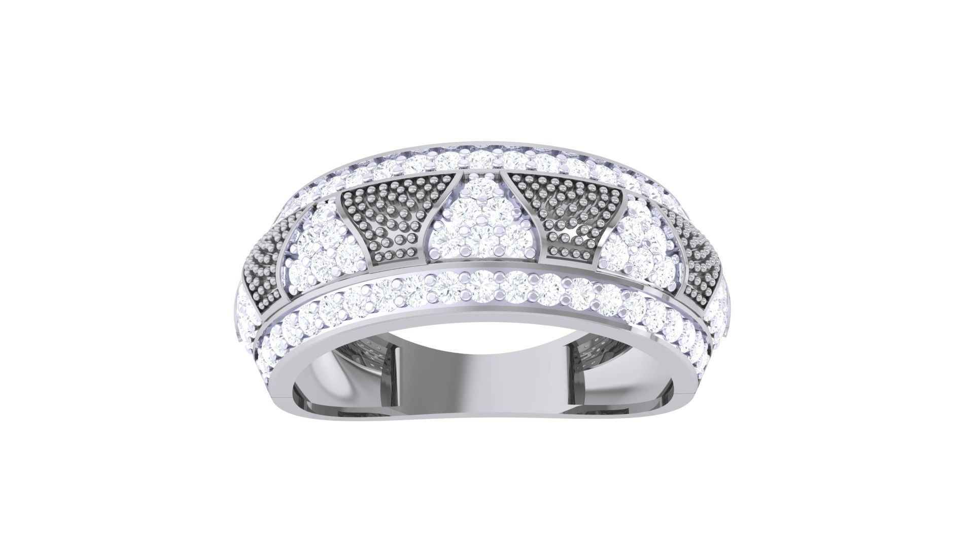 Beads High Jewelry Diamond Cocktail Ring 3dm stl obj renders 3D print model_7