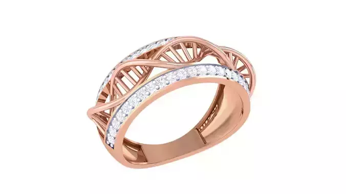 DNA Helix High Jewelry Diamond Cocktail Ring 3dm stl obj renders 3D print model
