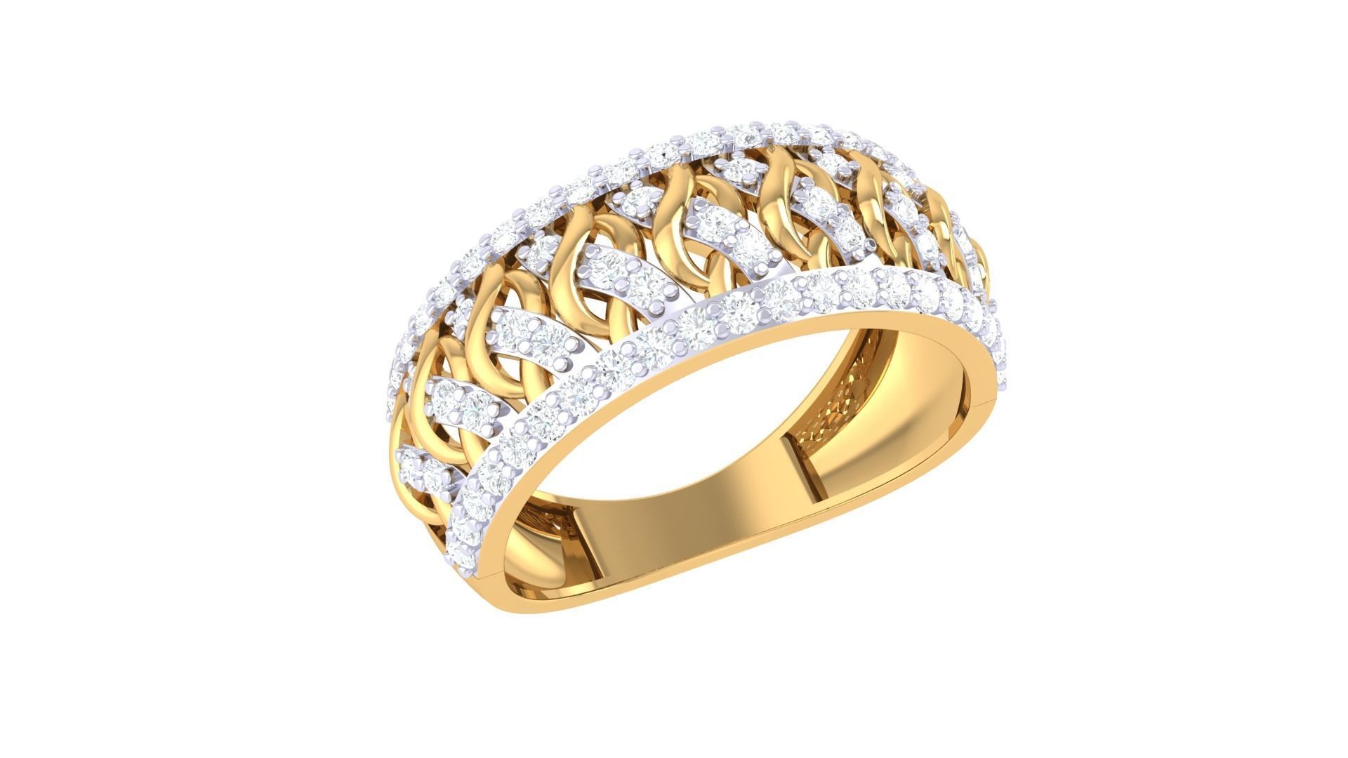 Mesh High Jewelry Diamond Cocktail Ring 3dm stl obj renders 3D print model_3