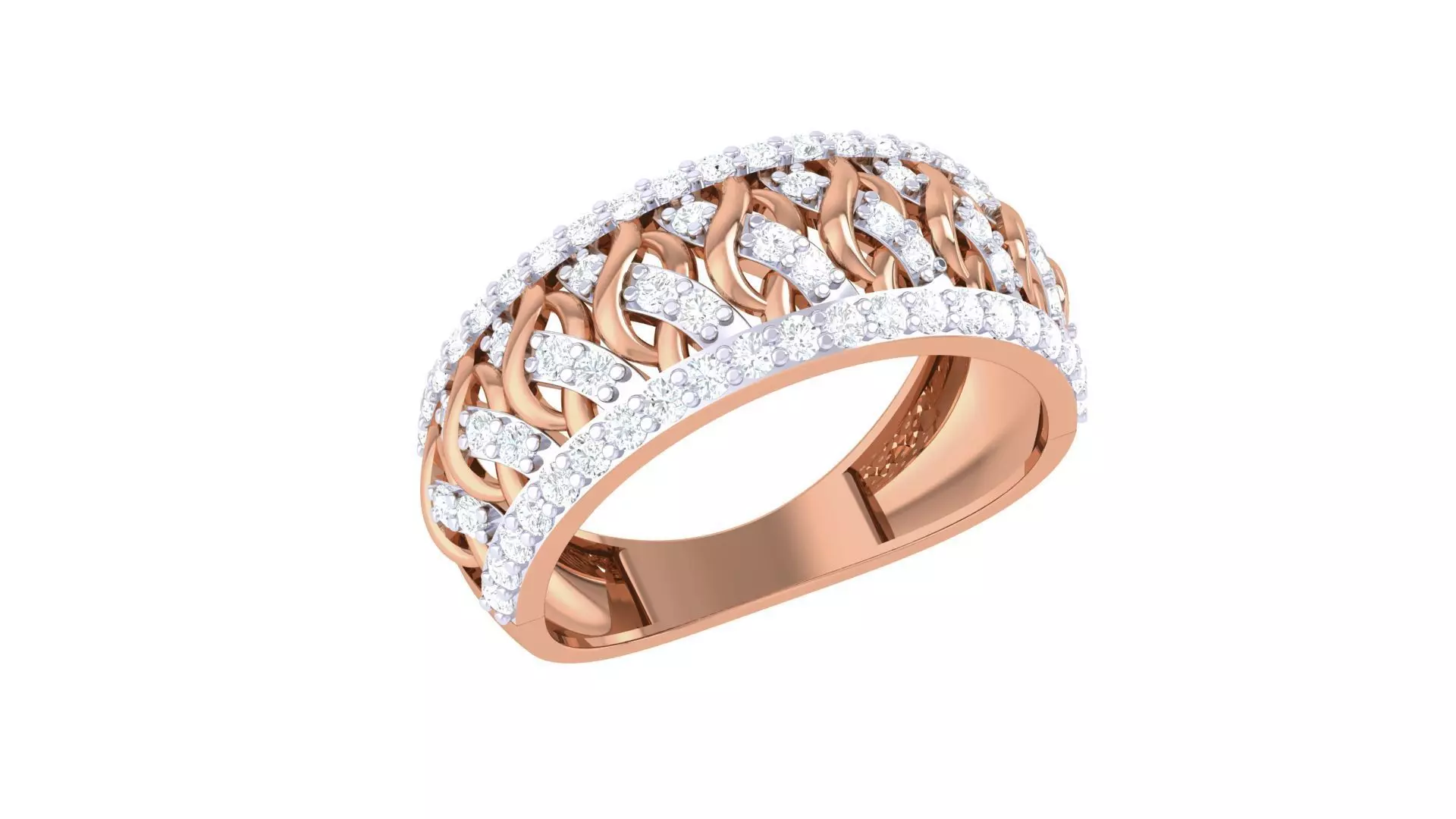 Mesh High Jewelry Diamond Cocktail Ring 3dm stl obj renders 3D print model_0