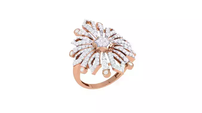 Flower High Jewelry Diamond Cocktail Ring 3dm stl obj renders