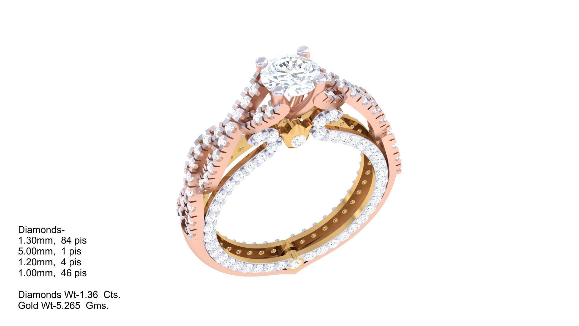 Solitaire High Jewelry Diamond Cocktail Ring 3dm stl obj renders 3D print model_3