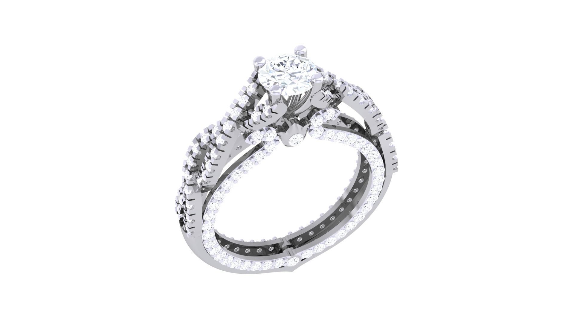 Solitaire High Jewelry Diamond Cocktail Ring 3dm stl obj renders 3D print model_4