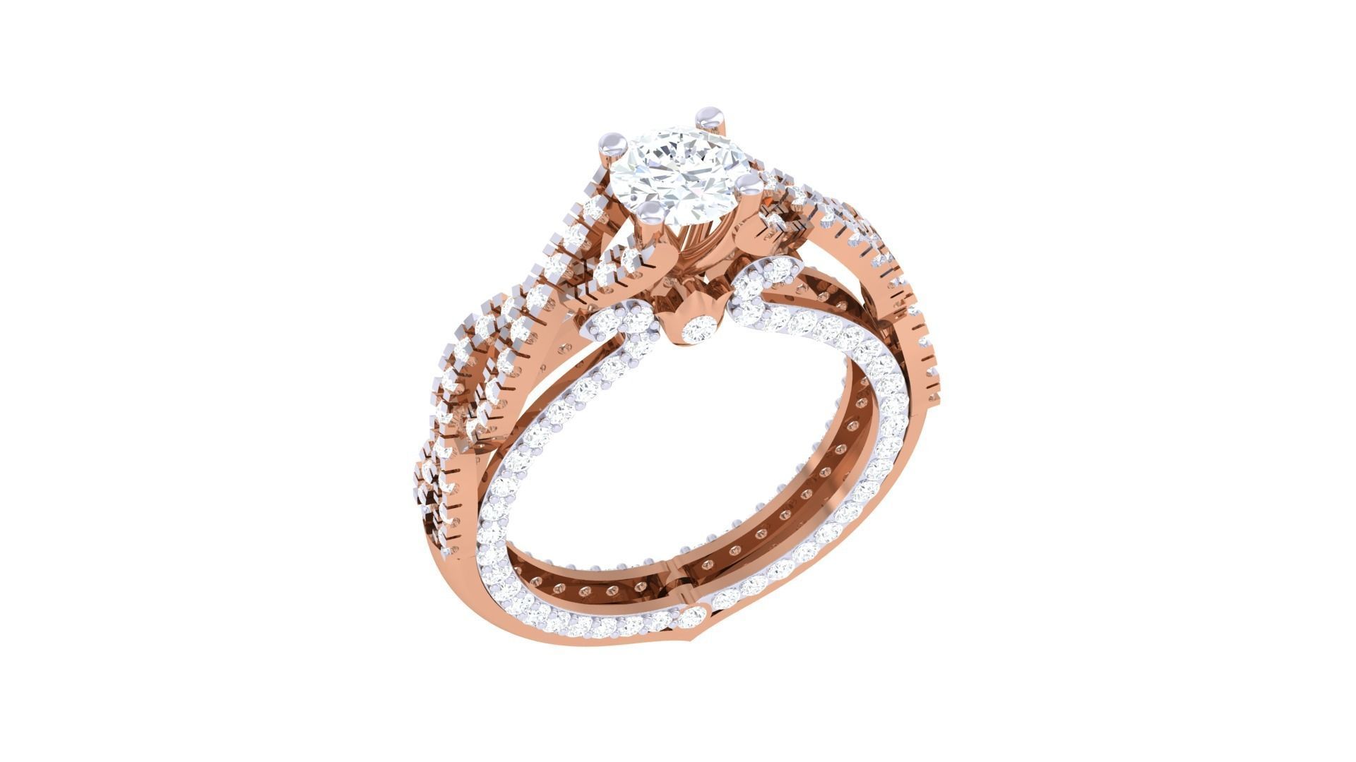 Solitaire High Jewelry Diamond Cocktail Ring 3dm stl obj renders 3D print model_2