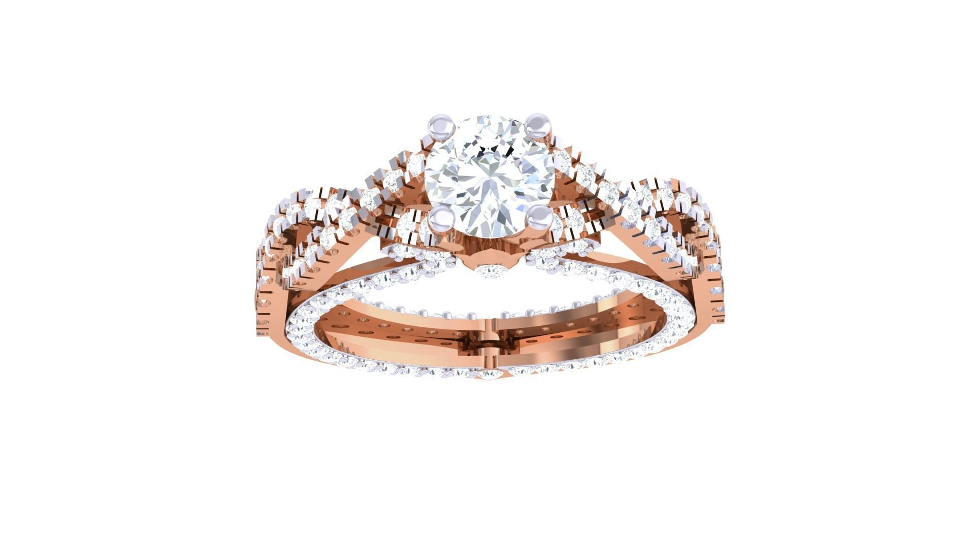 Solitaire High Jewelry Diamond Cocktail Ring 3dm stl obj renders 3D print model_6