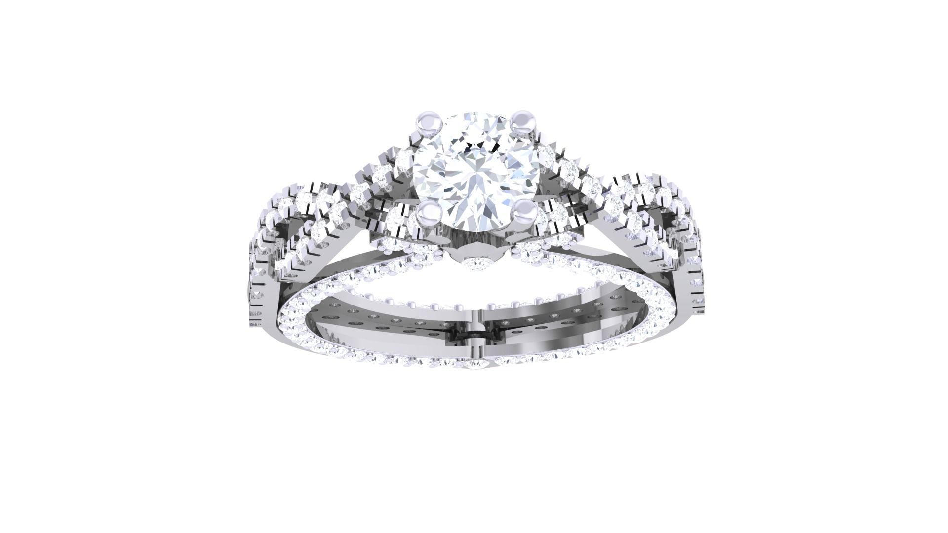 Solitaire High Jewelry Diamond Cocktail Ring 3dm stl obj renders 3D print model_5