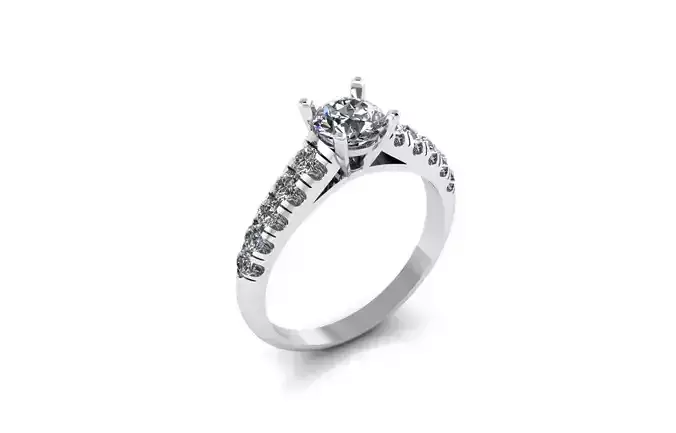 Platinum Solitaire Engagement Ring for Women 3d model