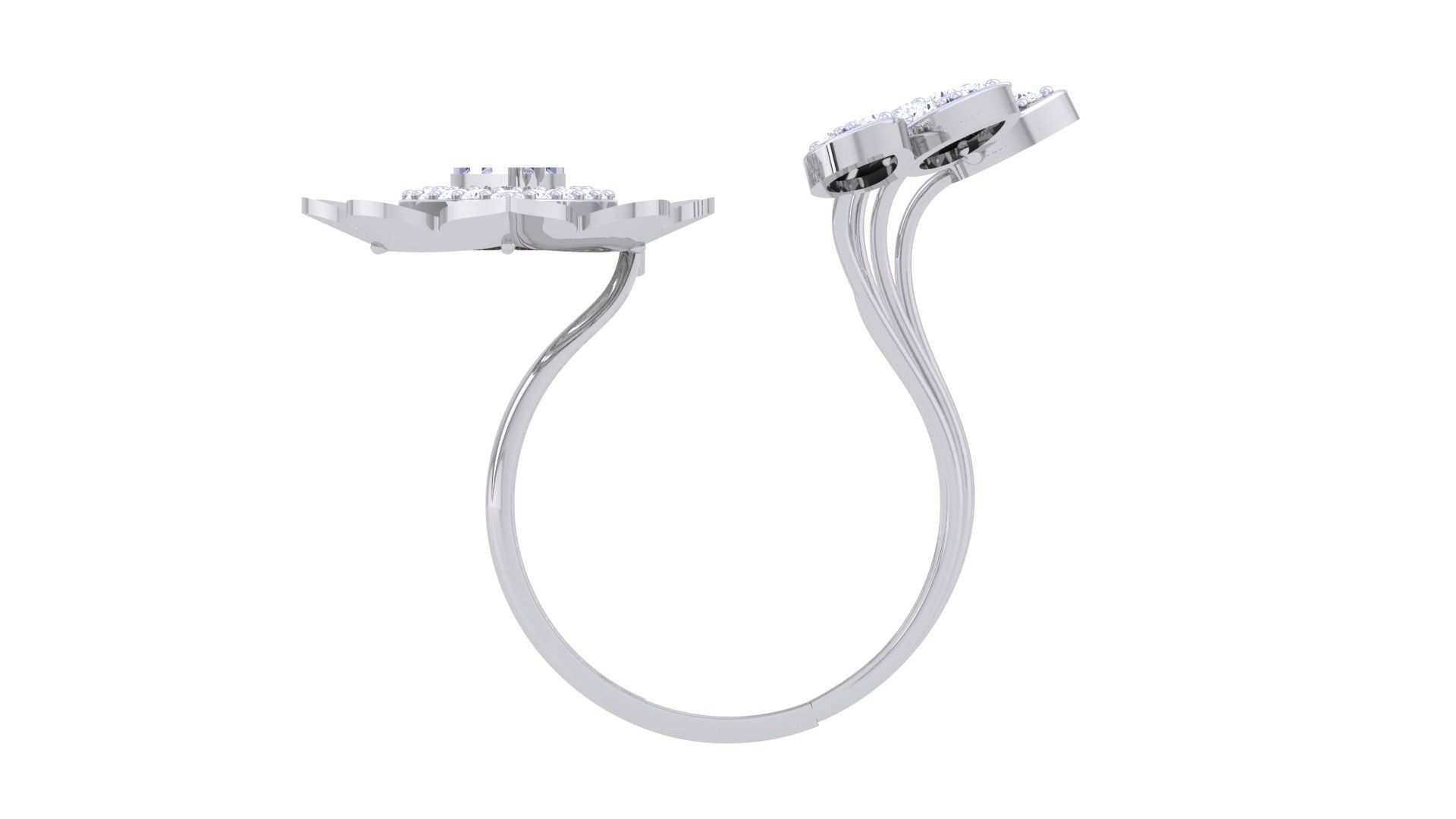 Bi Flower High Jewelry Diamond Cocktail Ring 3dm stl obj renders 3D print model_11