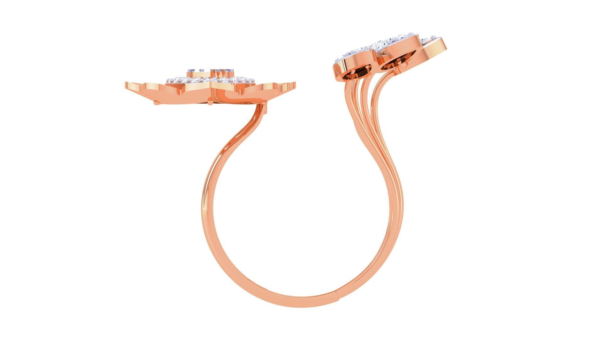 Bi Flower High Jewelry Diamond Cocktail Ring 3dm stl obj renders 3D print model_12