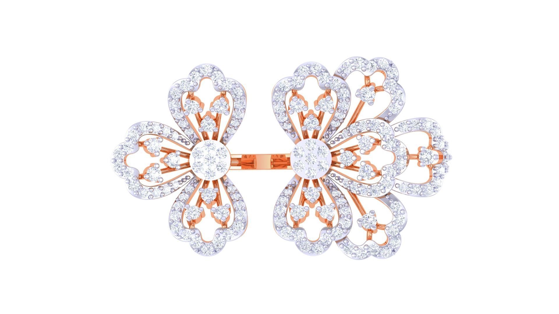 Flower High Jewelry Diamond Cocktail Ring 3dm stl obj renders 3D print model_7