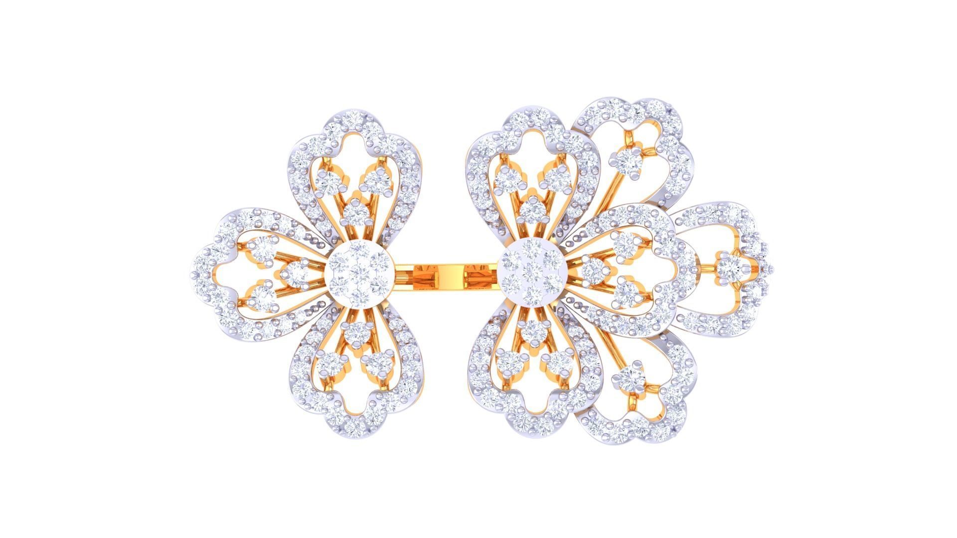 Flower High Jewelry Diamond Cocktail Ring 3dm stl obj renders 3D print model_8