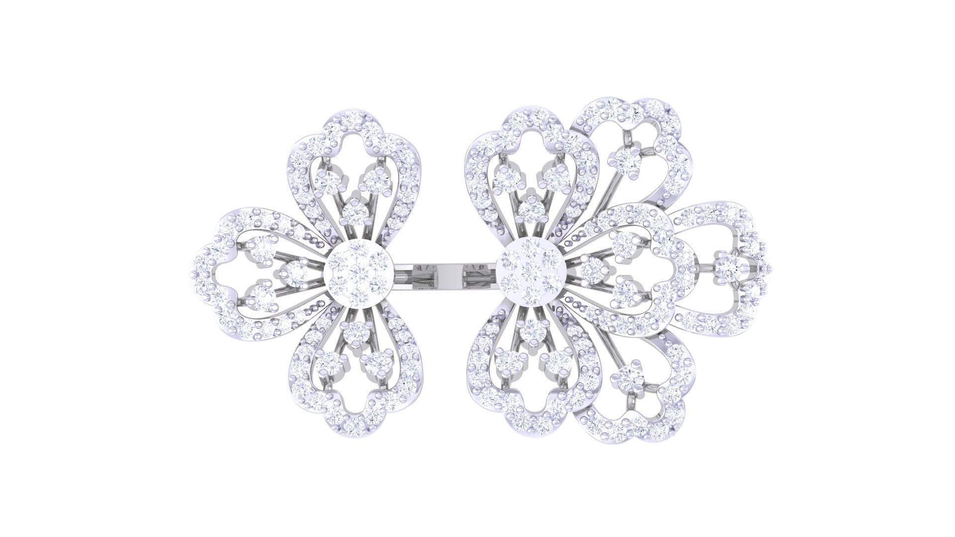 Flower High Jewelry Diamond Cocktail Ring 3dm stl obj renders 3D print model_9