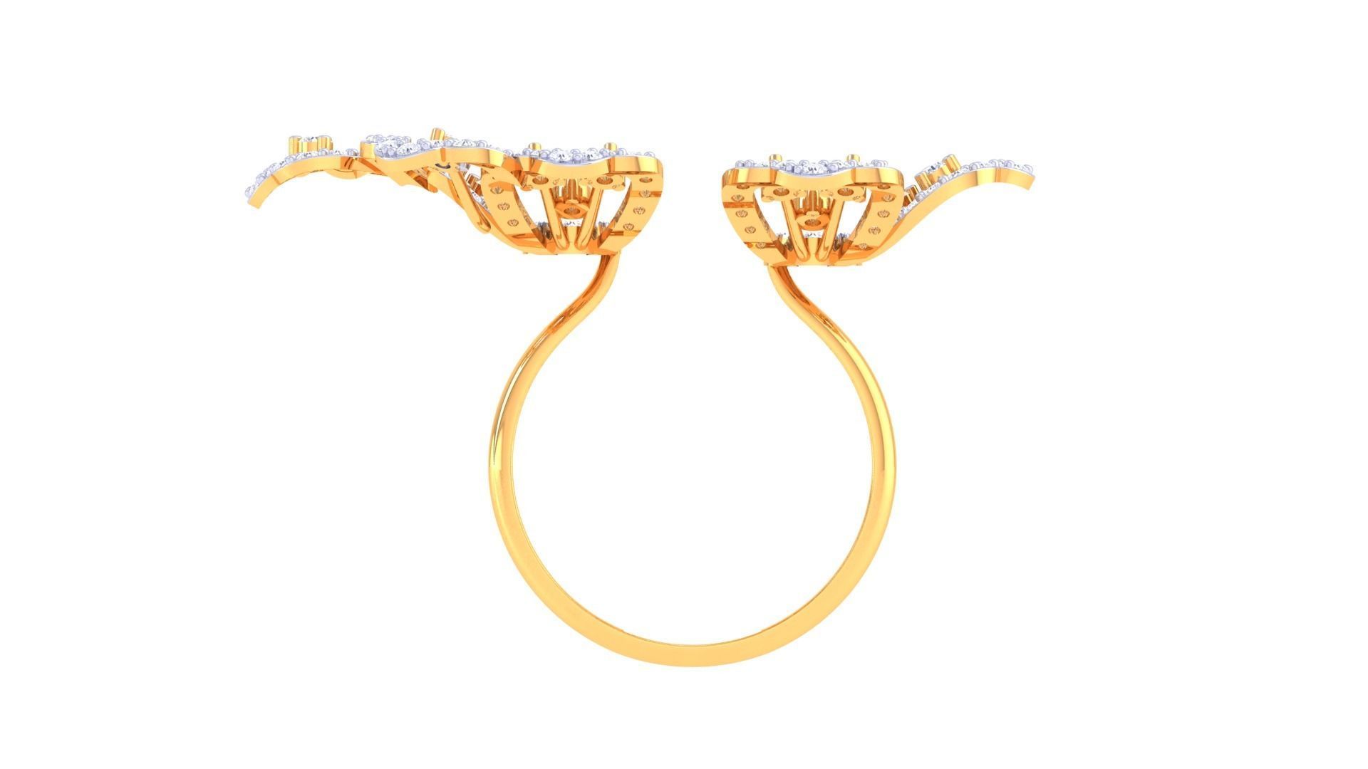 Flower High Jewelry Diamond Cocktail Ring 3dm stl obj renders 3D print model_10