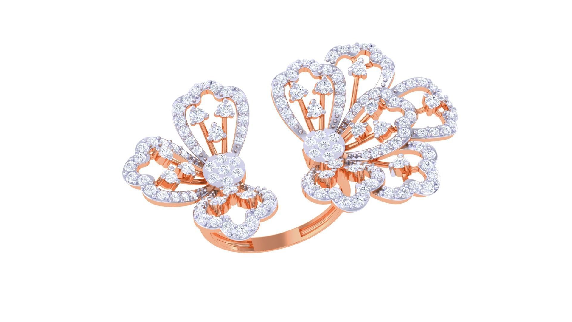 Flower High Jewelry Diamond Cocktail Ring 3dm stl obj renders 3D print model_5