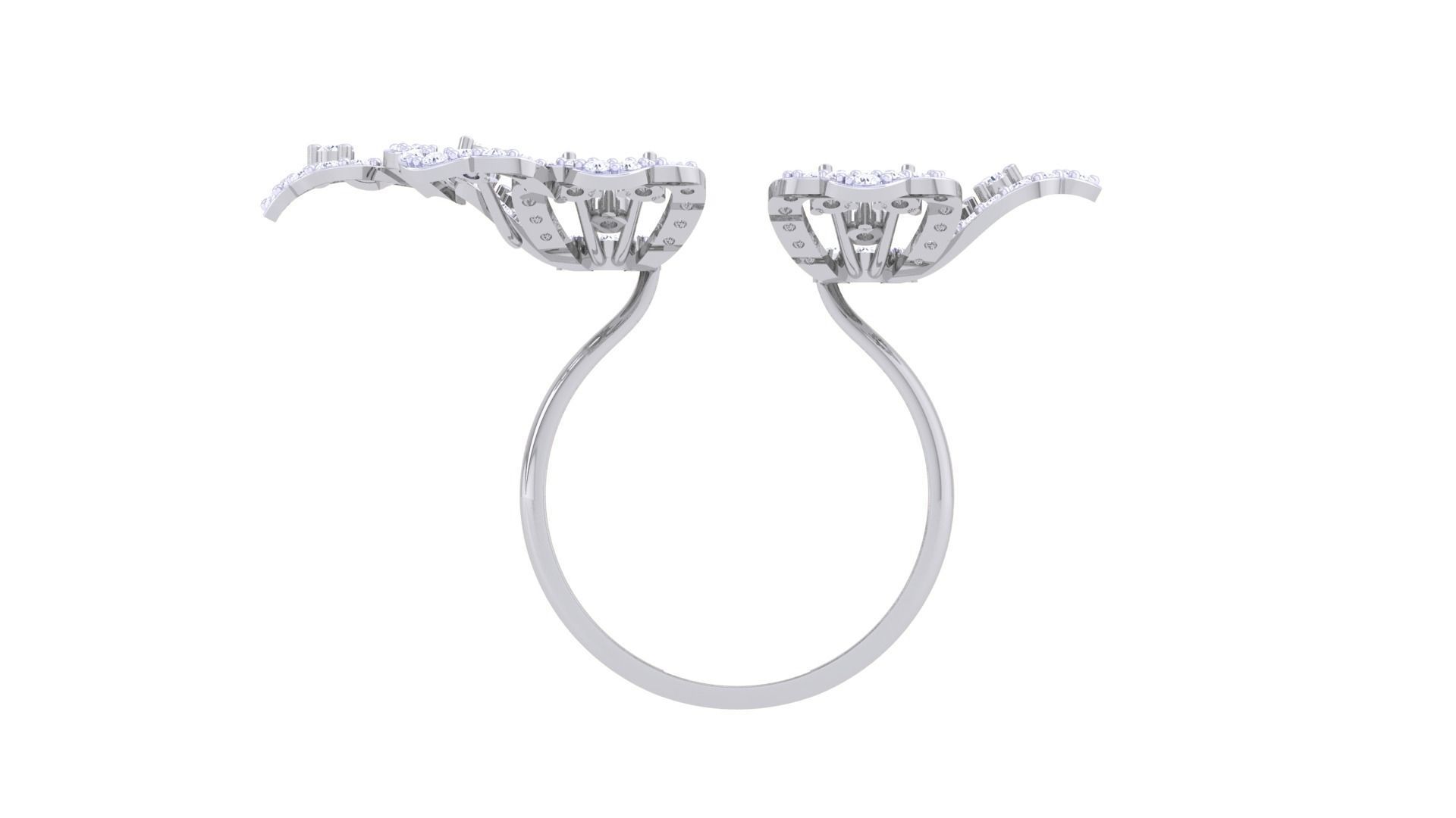 Flower High Jewelry Diamond Cocktail Ring 3dm stl obj renders 3D print model_11