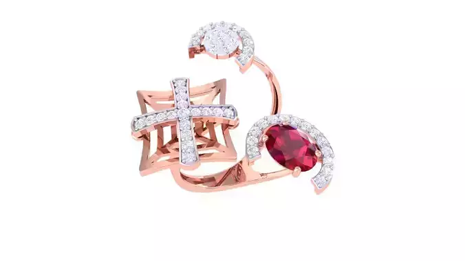 Tri Structure High Jewelry Diamond Cocktail Ring 3dm stl obj 