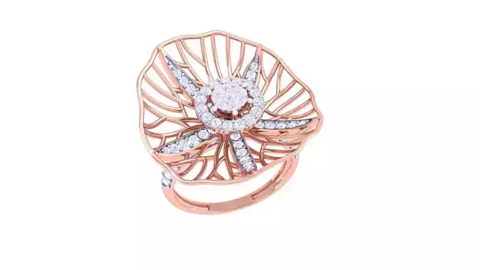 Wire Mesh Flower High Jewelry Diamond Cocktail Ring 3dm stl obj