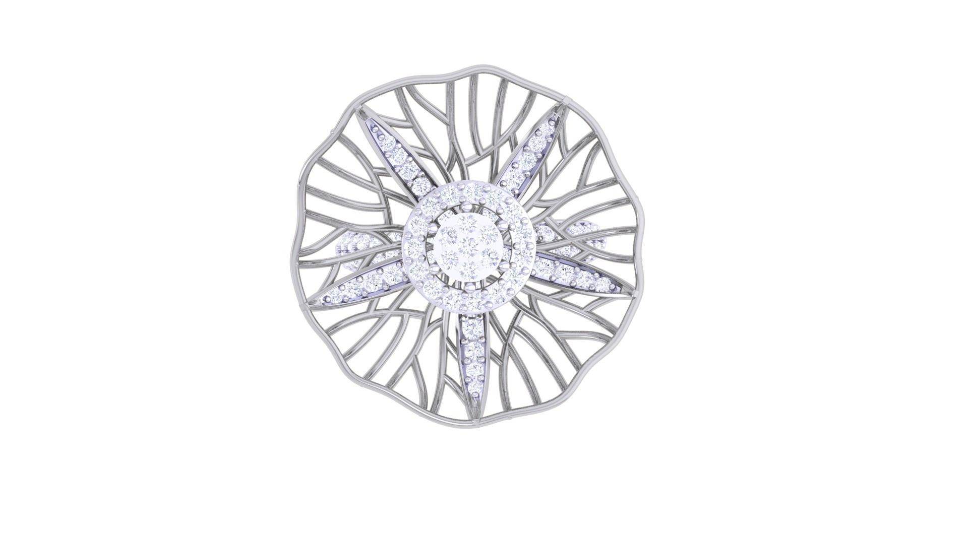 Wire Mesh Flower High Jewelry Diamond Cocktail Ring 3dm stl obj 3D print model_9