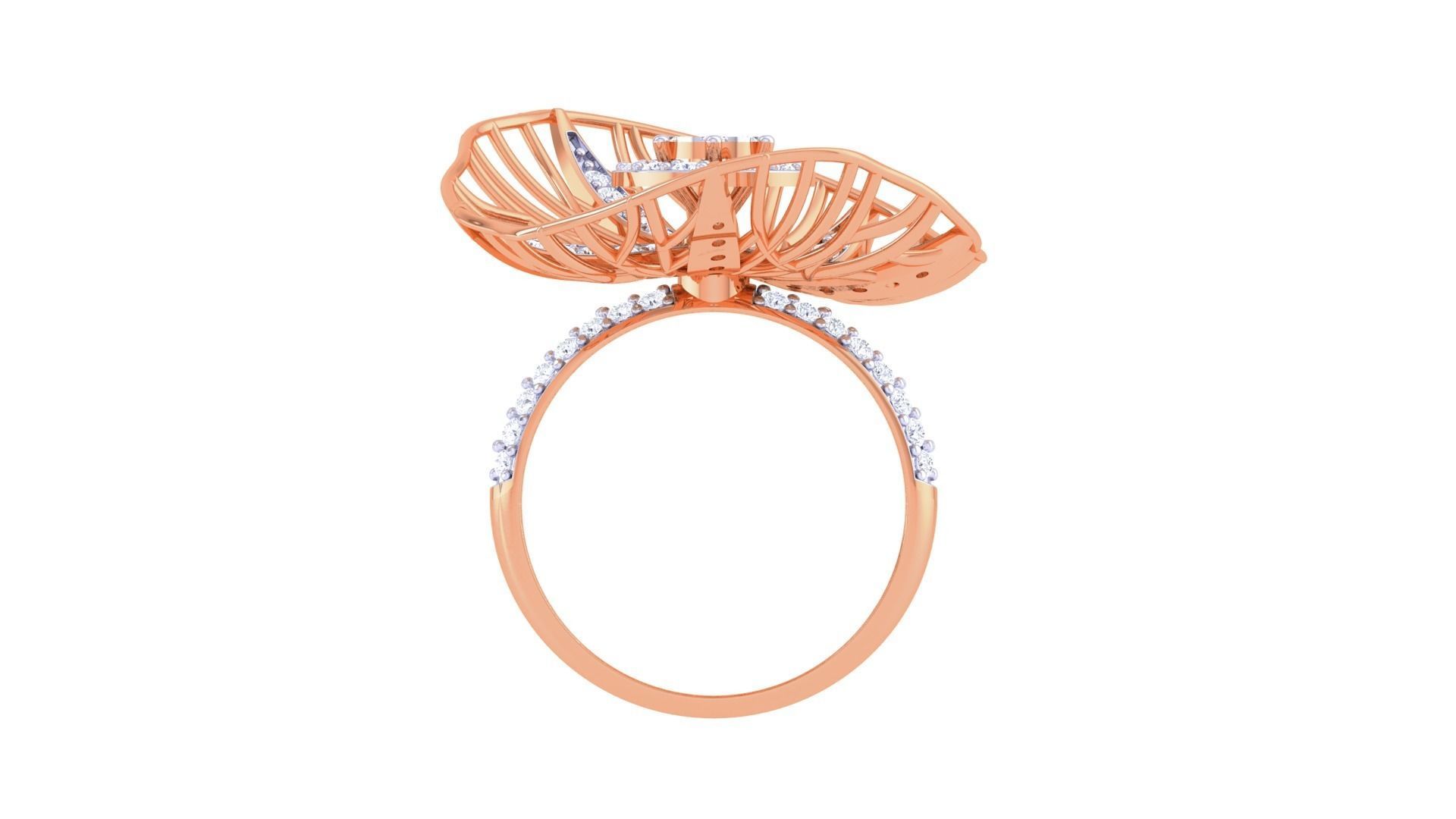 Wire Mesh Flower High Jewelry Diamond Cocktail Ring 3dm stl obj 3D print model_11