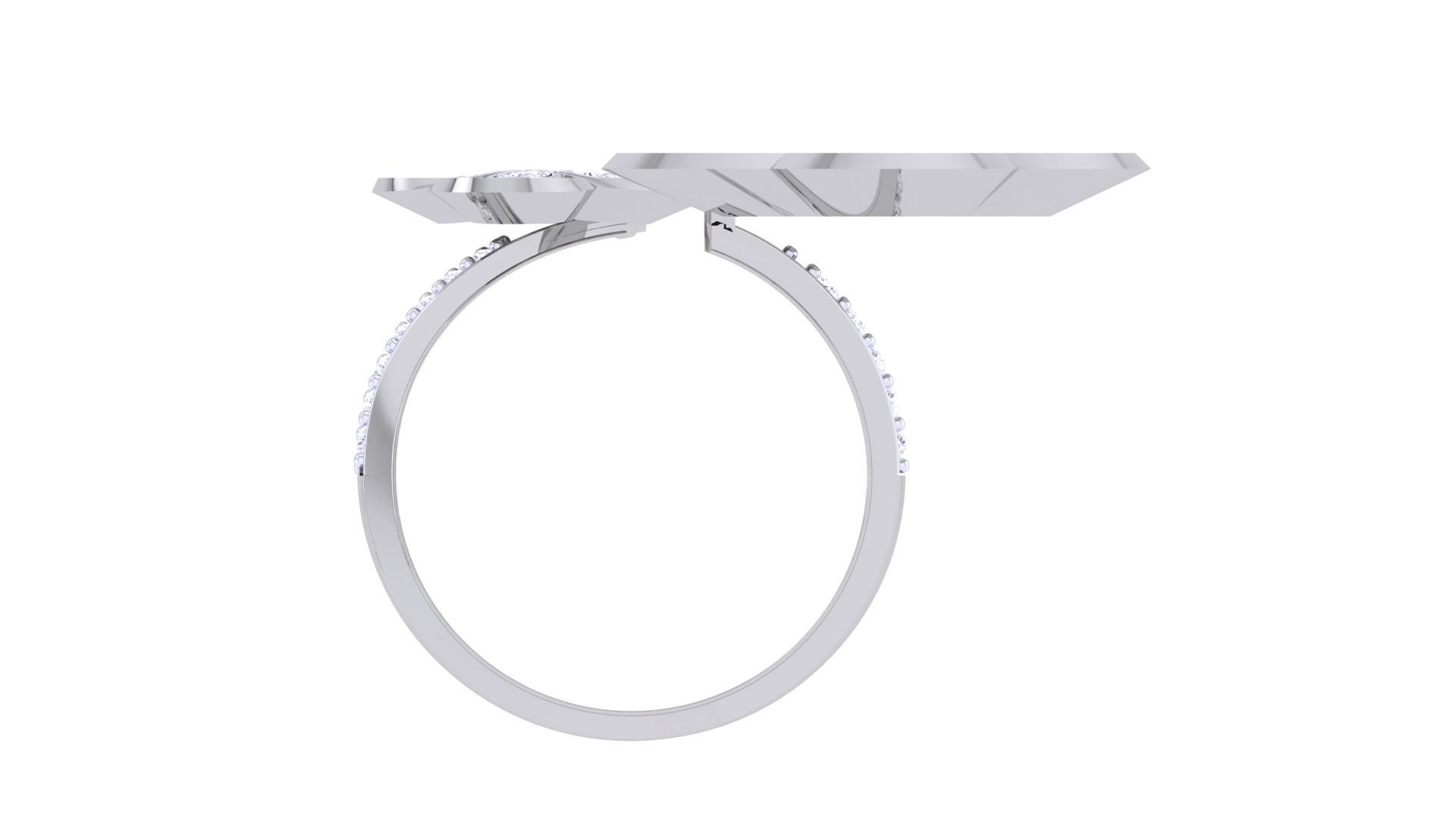 Bi Flower High Jewelry Diamond Cocktail Ring 3dm stl obj renders 3D print model_10