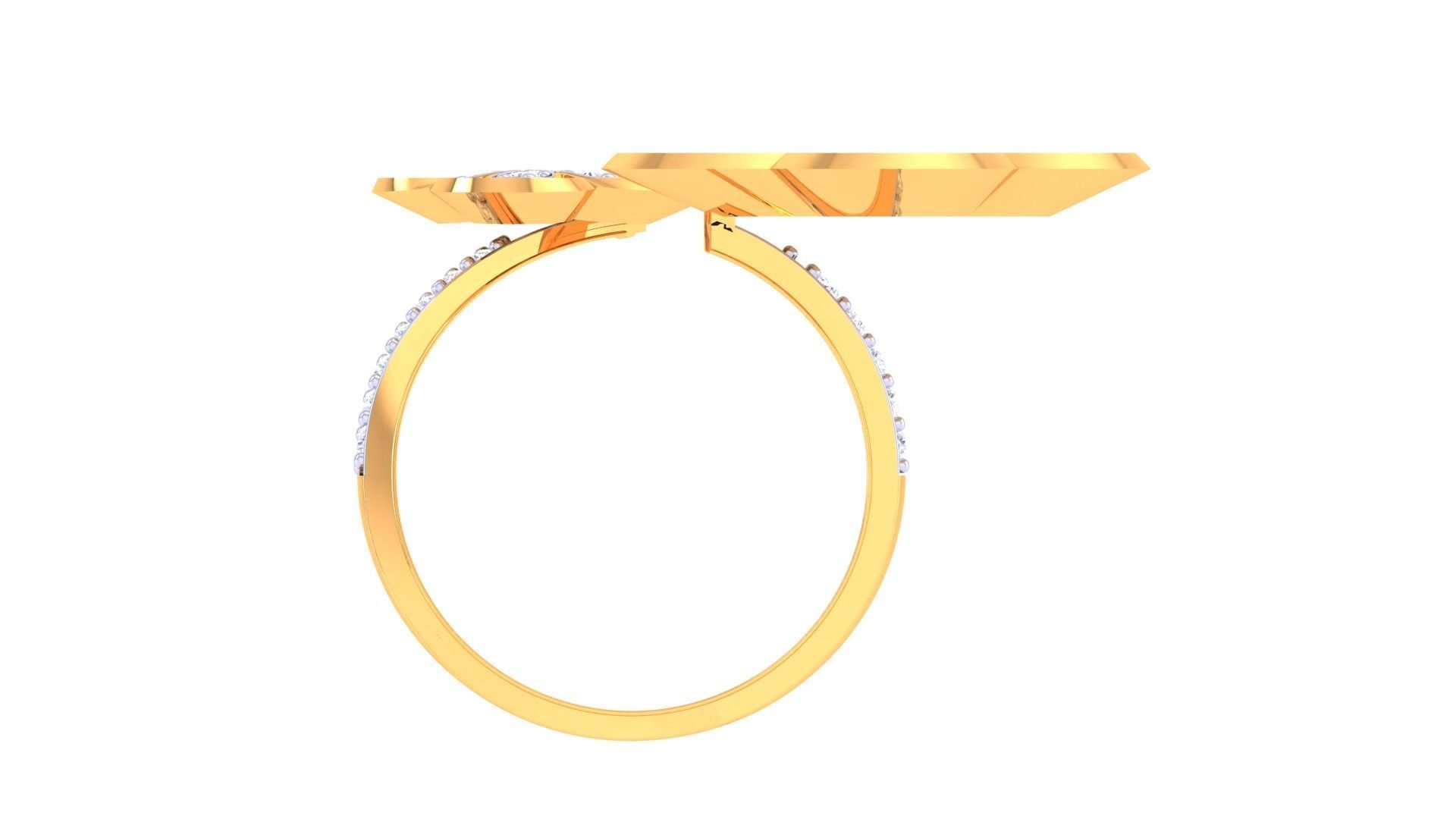 Bi Flower High Jewelry Diamond Cocktail Ring 3dm stl obj renders 3D print model_12