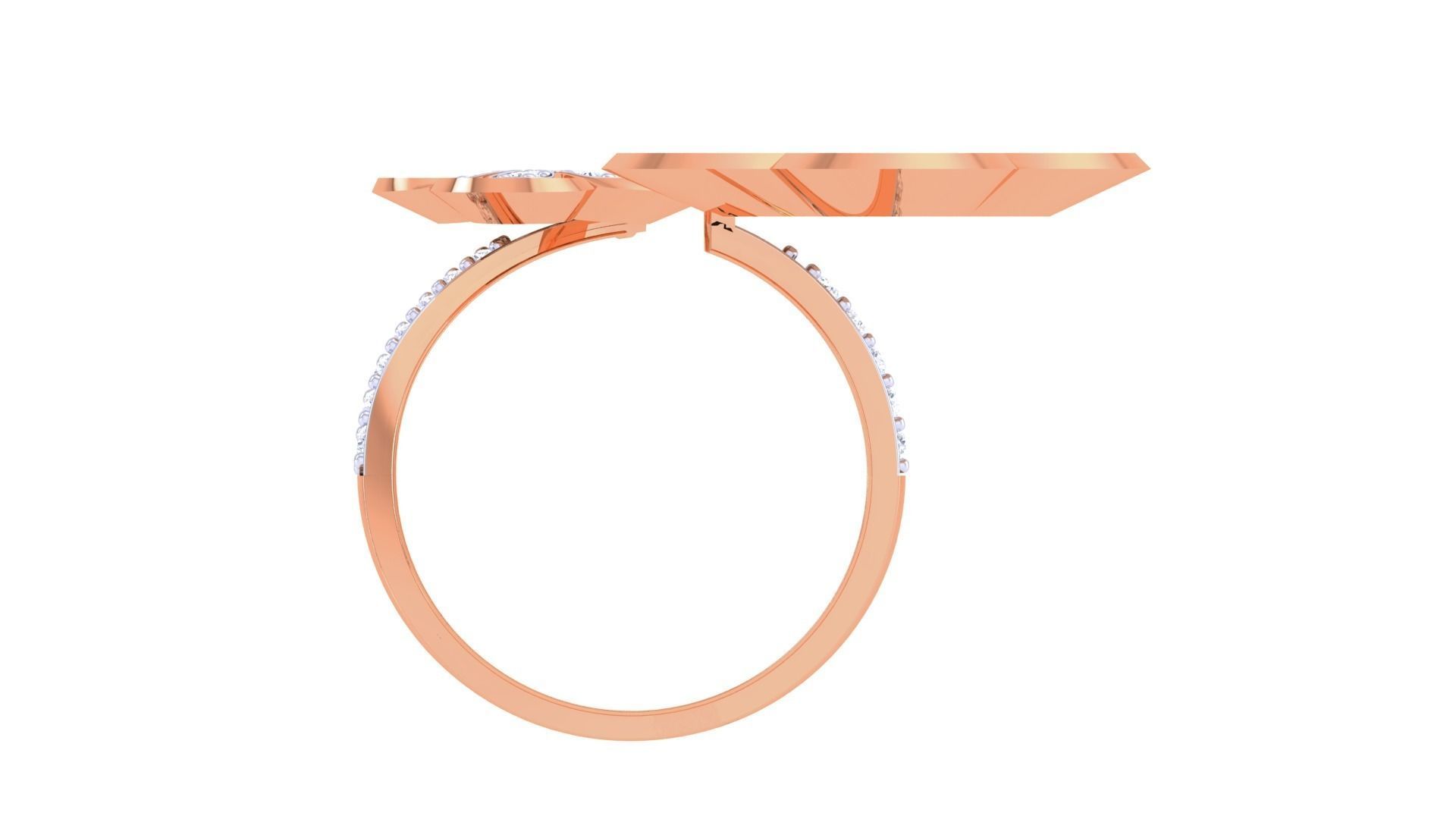 Bi Flower High Jewelry Diamond Cocktail Ring 3dm stl obj renders 3D print model_11
