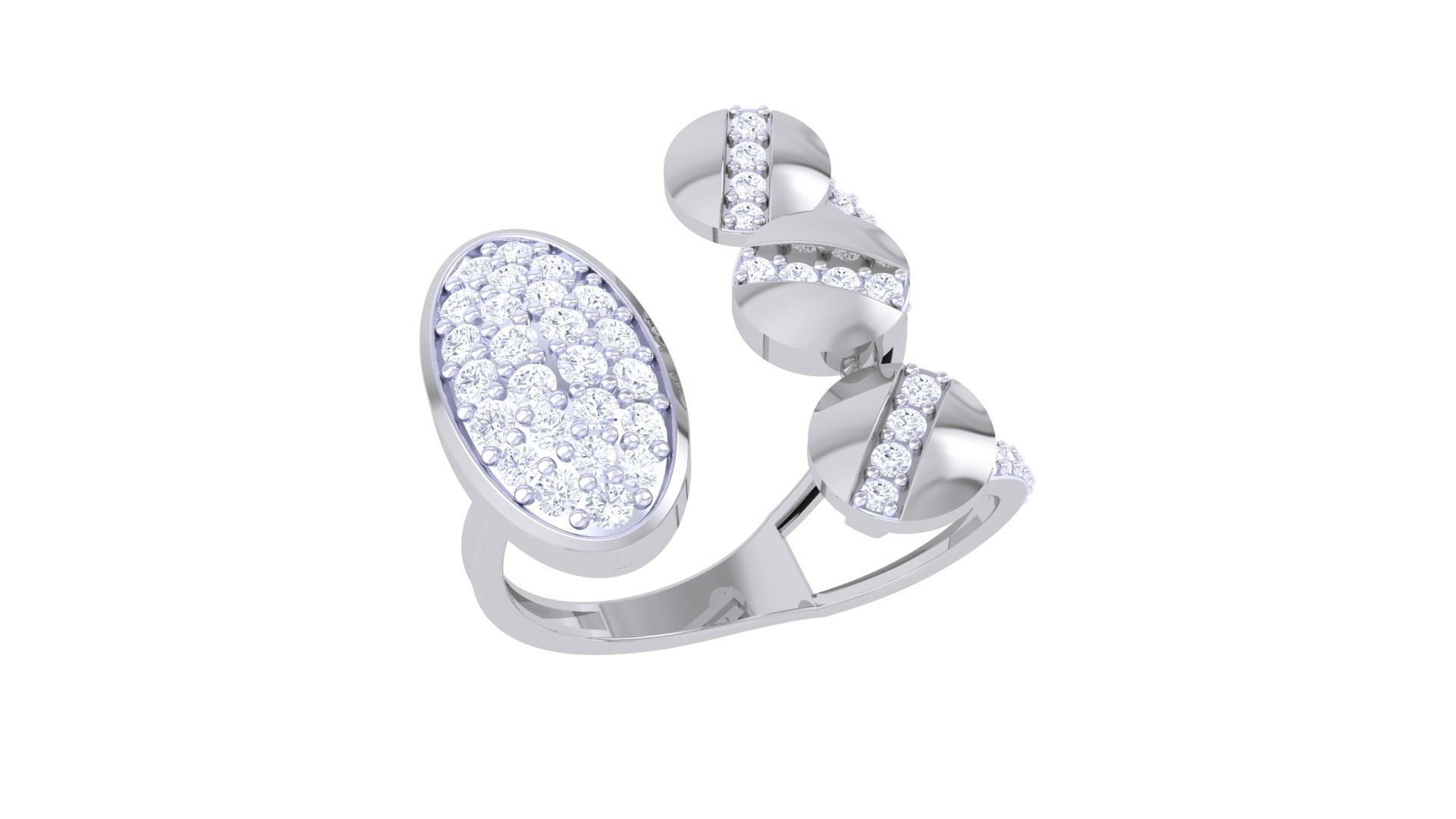 Diamond Screw Head High Jewelry Cocktail Ring 3dm stl obj  3D print model_5