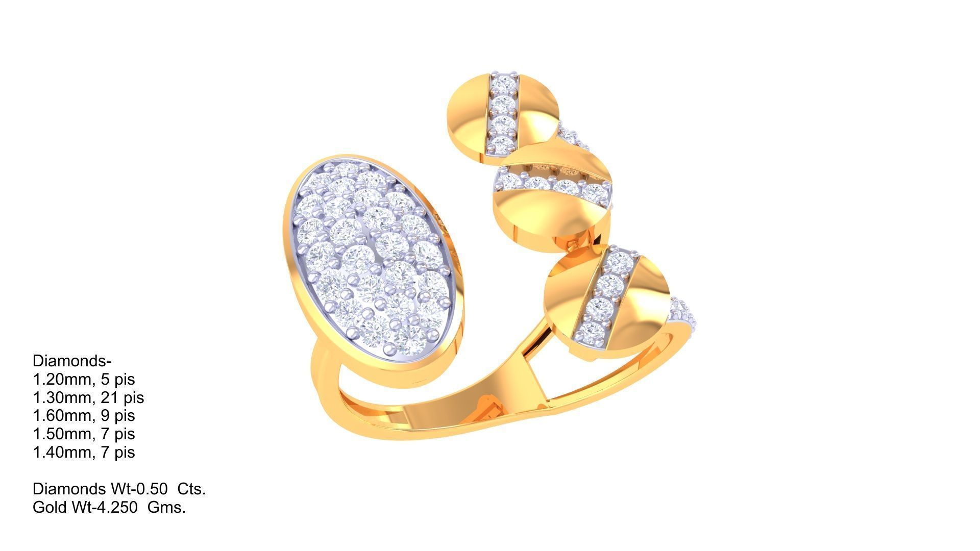 Diamond Screw Head High Jewelry Cocktail Ring 3dm stl obj  3D print model_2