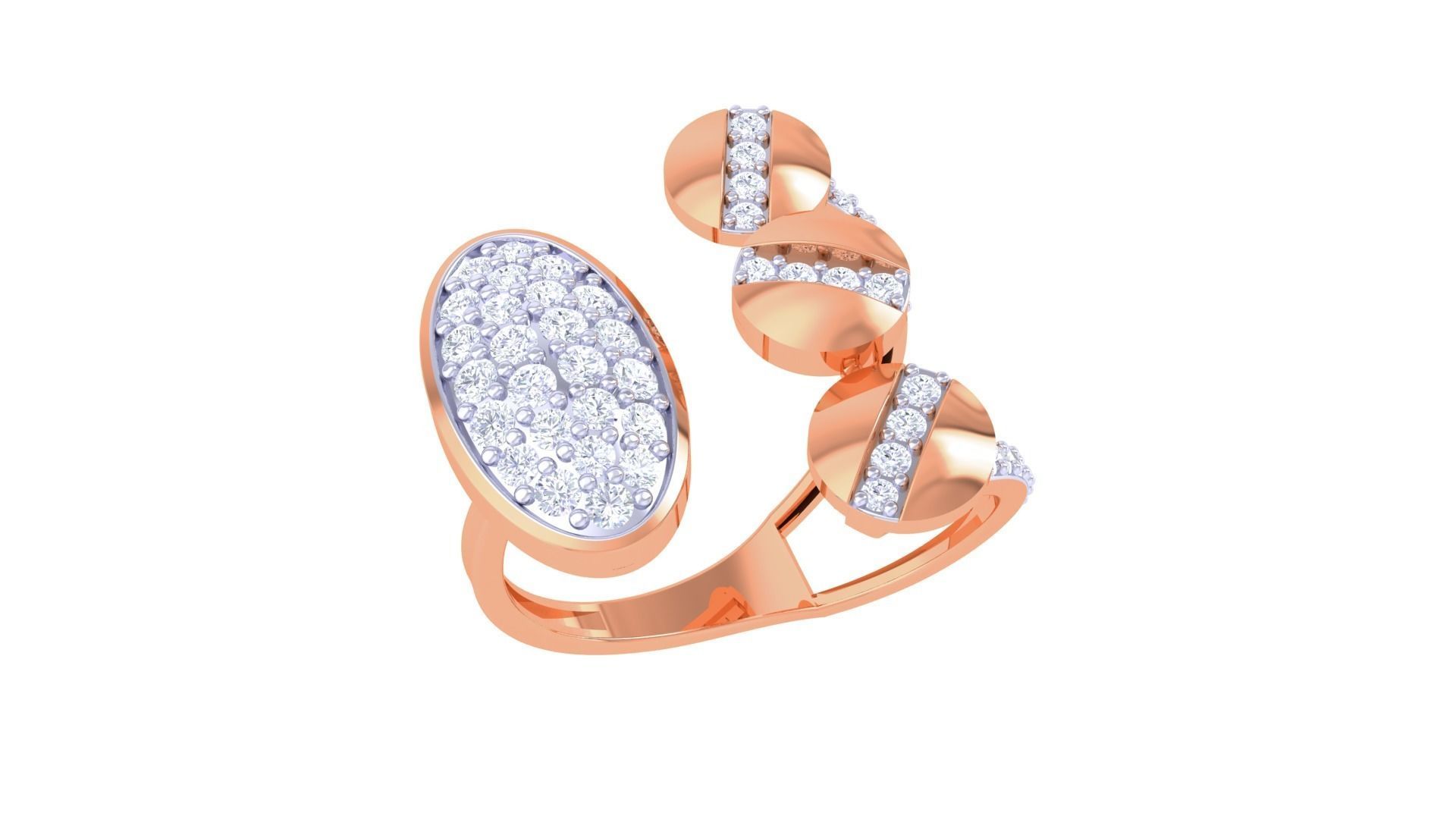 Diamond Screw Head High Jewelry Cocktail Ring 3dm stl obj  3D print model_6