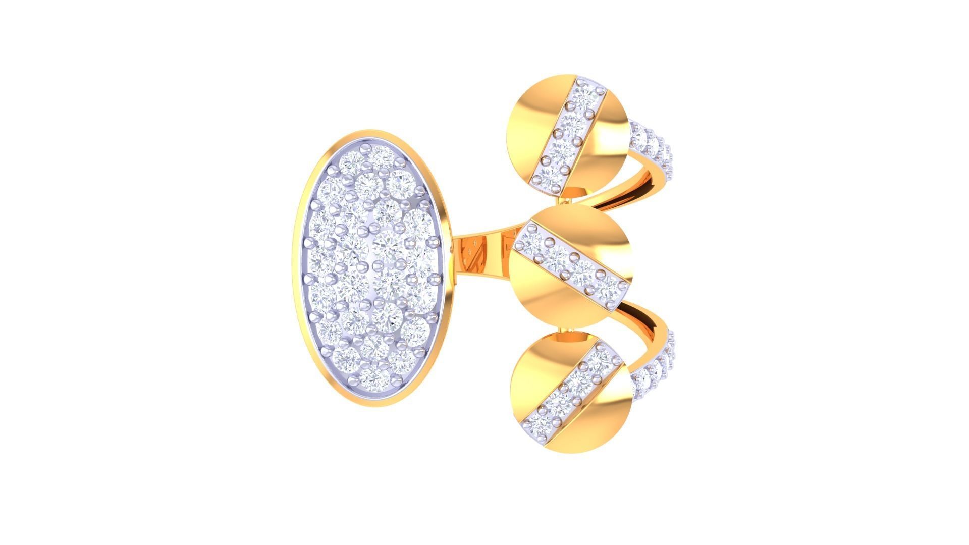 Diamond Screw Head High Jewelry Cocktail Ring 3dm stl obj  3D print model_9