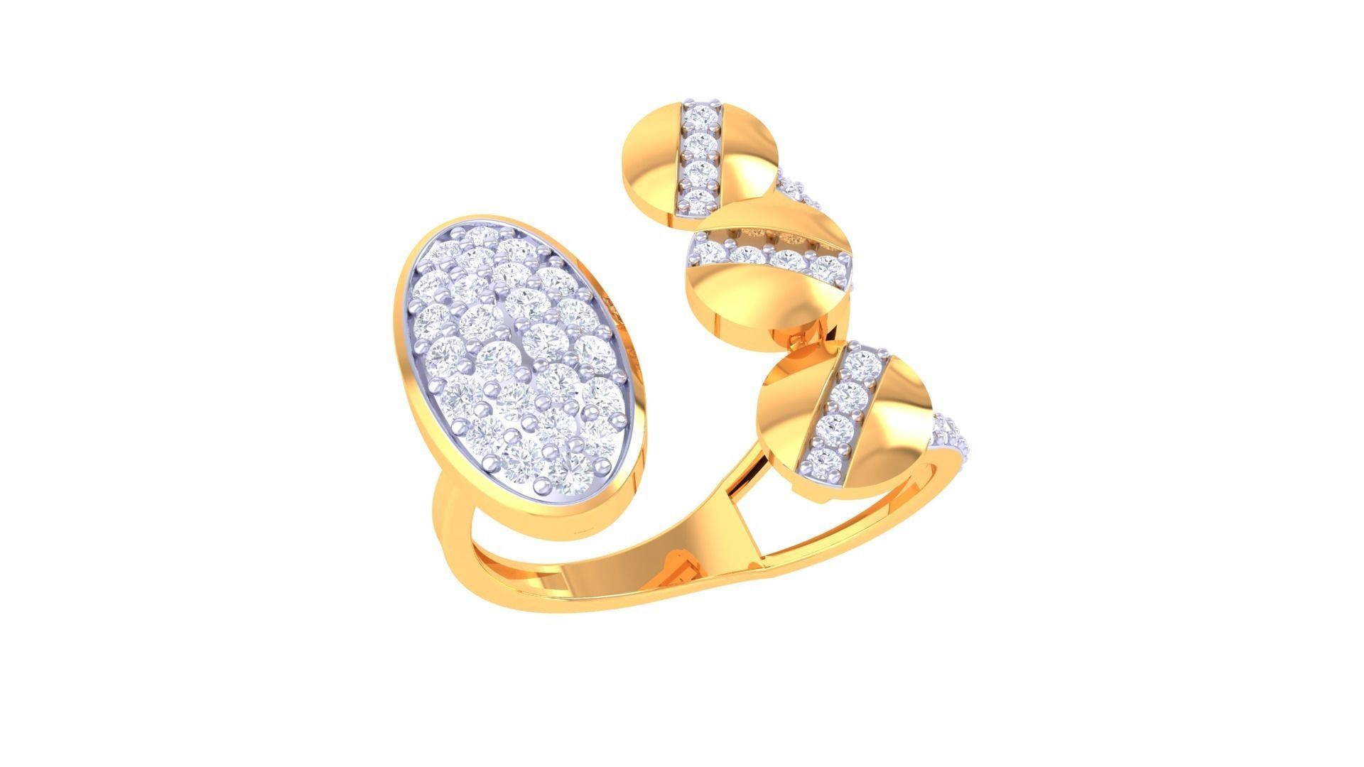 Diamond Screw Head High Jewelry Cocktail Ring 3dm stl obj  3D print model_4