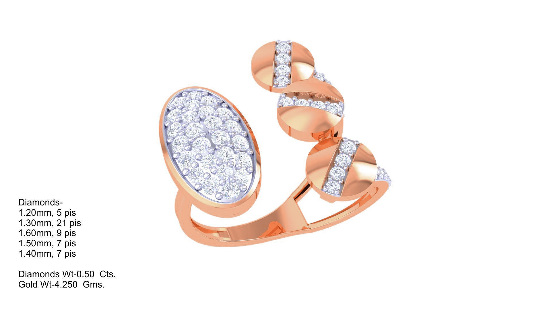 Diamond Screw Head High Jewelry Cocktail Ring 3dm stl obj  3D print model_3