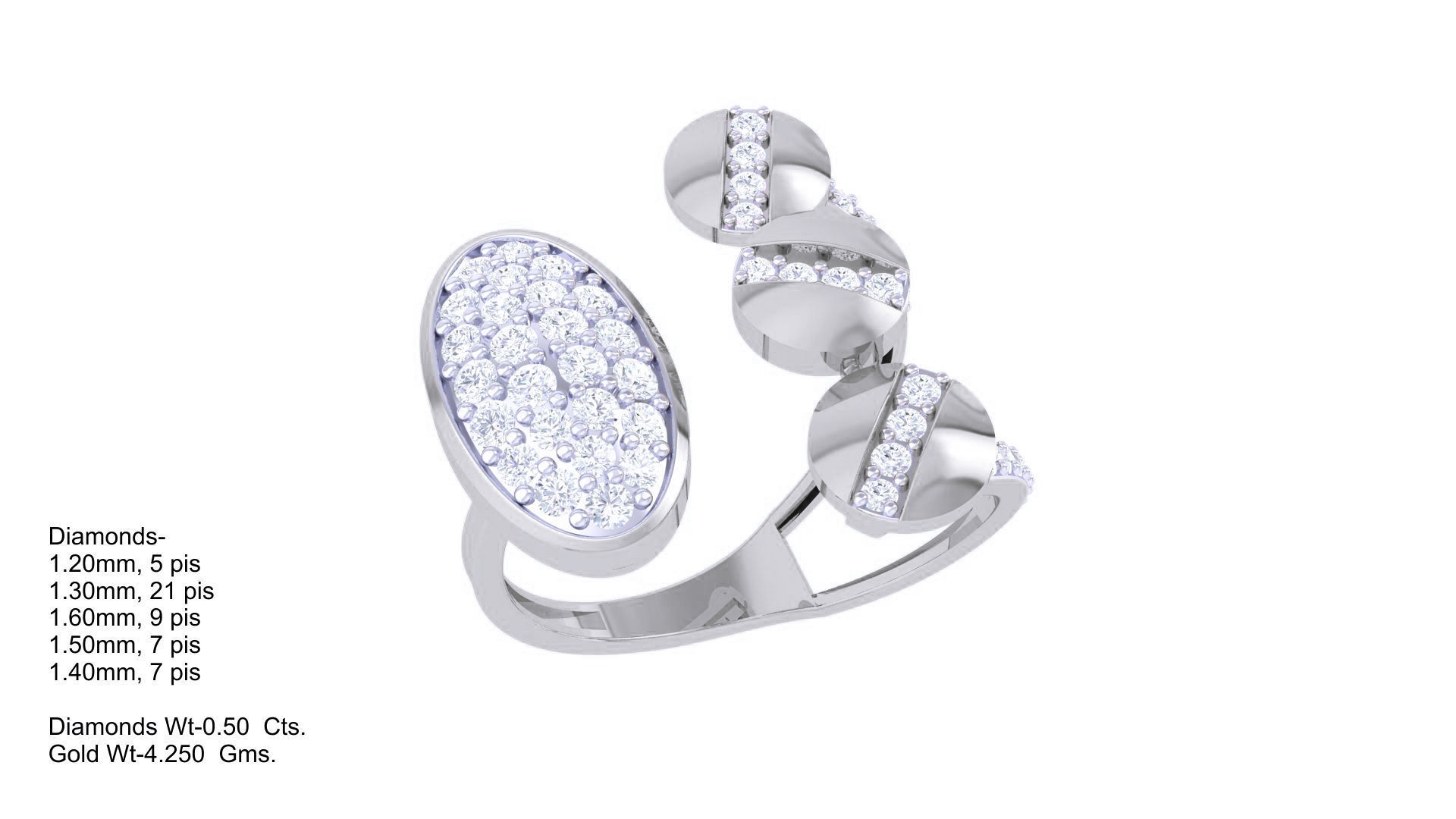 Diamond Screw Head High Jewelry Cocktail Ring 3dm stl obj  3D print model_1