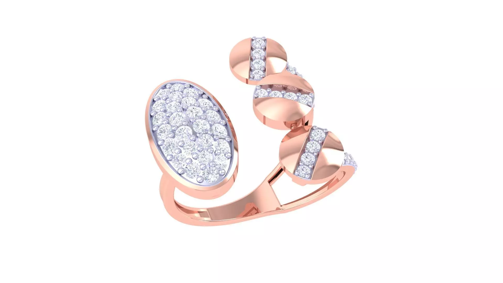 Diamond Screw Head High Jewelry Cocktail Ring 3dm stl obj  3D print model_0